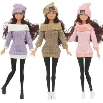 1 Комплект модерни ежедневни облекла, шапки за кукли 1/6, зимни дрехи, пуловери, панталони, комплект дрехи за кукли 29 ~ 32 см, аксесоари за кукольной дрехи