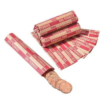 100 БР. опаковки за монети Пени, ръкави за пени, плоски, както е показано, хартиени опаковки за роли стотинка