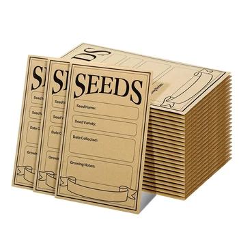 100шт Пликове за семена с размер 3,1x4 дървен материал,7 инча, пликове за семена, опаковки за семена от кафява хартия, пликове за съхранение на зеленчуци, трайни