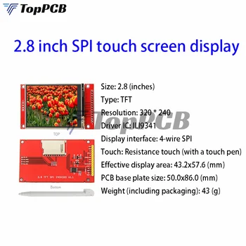 2,8-инчов цветен дисплей TFT SPI със сензорен панел LCD модул 240*320 ILI9341 drive screen