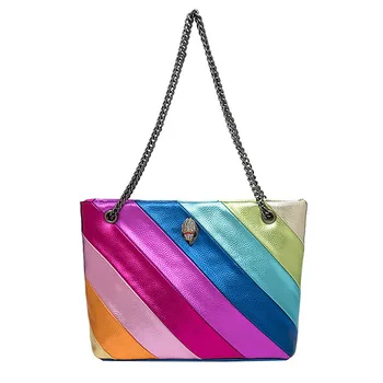 2023 Нова британската марка Rainbow Дамска чанта с голям капацитет с една вълнообразна картина, икона на главата на Орел, Предната Съединителна чанта за тяло с глава на Птица, чанта през рамо