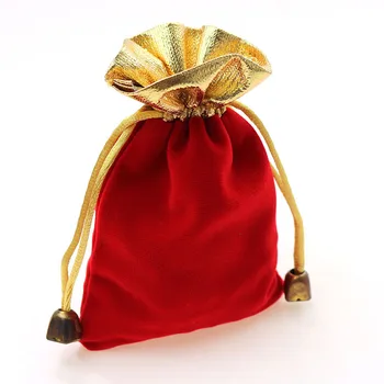 30шт 9*12 сантиметра червени Кадифени торбички от пном пен, дамски реколта чанта от съвсем малък за парти/Бижута/Подарък Чанта ръчна изработка 