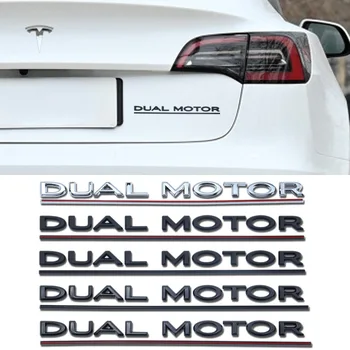 3d ABS наставка с Черно Лого Двухмоторная Емблемата на Иконата на Багажника на Колата Стикер За Tesla Model Y 3 S SpaceX DUAL MOTAR Стикери Аксесоари