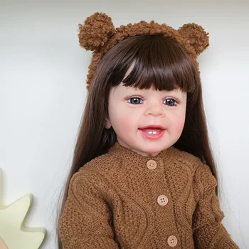 55 СМ Vinyl Кукла Reborn Baby Doll Yannick по Цялото тяло, Реалистична Ръчно Рисувани Кожата с Подробни Ивици, Художествена Кукла Bebé Reborn Водоустойчиви Играчки