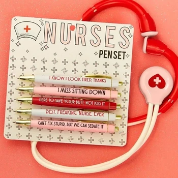 5шт Комплект Забавни Дръжки за медицински Сестри, Нови Дръжки с Вдъхновяващи Цитати за помощен медицински персонал, Студенти-медицински сестри, Работници