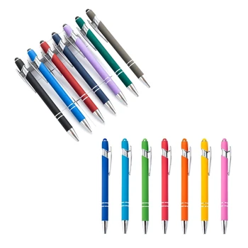 7 броя химикалки с прибиращ се връх 1.0 mm, Гладка дръжка за писма, черна метална писалка, химикалка писалка среден размер