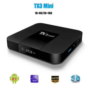 Android 8,1 TX3 Mini Smart TV BOX Amlogic RK3228A Четириядрен 2 GB 16 GB 2,4 G WiFi 1080p, 4K За Google Декодери Дигитален медиа плейър