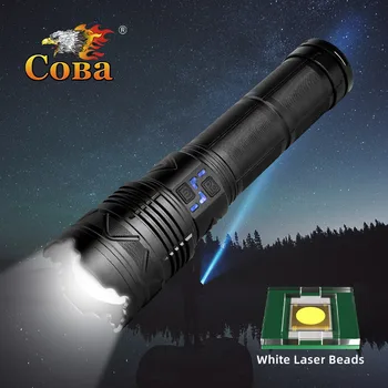 COBA Мощен led фенерче, супер Ярък прожектор, Мащабируем Аварийно фенерче с голям радиус на действие, Външна лампа, индикатор за мощността на лампата