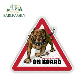 EARLFAMILY Стикери за автомобил с кучето питбулем 12 см x 10,5 см, етикети с куче на борда, етикети с куче за домашен любимец, предупредителен знак за кучета, забавни стикери