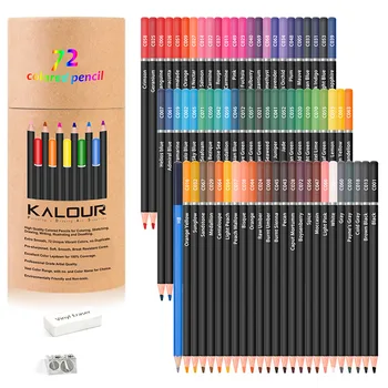 KALOUR 75шт (72 Цвят) Набор от Цветни Моливи За Рисуване, Комплект За Рисуване с маслени Бои, Професионалните Моливи За Деца и Начинаещи Художници, Стоки За Бродерия