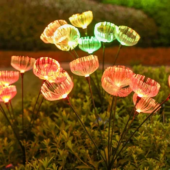Led лампа във формата на медузи от слънчева влакна, външни декоративни изкуствени тела, Топло градина, Звездна косене на трева, озеленяване осветителни тела