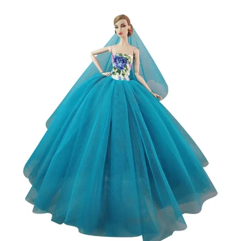 NK 1 бр 1/6 Кукла Синята Лейси пола Модно Сватбена рокля на принцеса Рокля за Барби кукли и Аксесоари, Детски Играчки Подарък