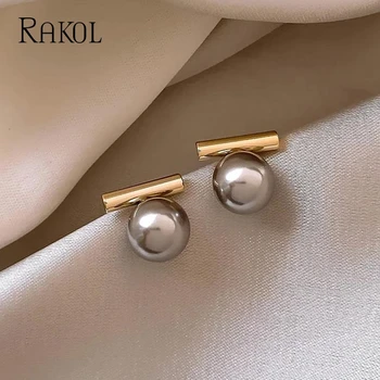 RAKOL Нови френски минималистичные сиви обеци с имитация на перли, мода бижута, Аксесоари за ежедневието, дамски официални