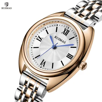 RUIMAS Луксозни дамски часовник Моден дамски кварцов часовник Водоустойчив Ежедневните бизнес ръчен часовник от неръждаема Стомана, Дамски часовници 593