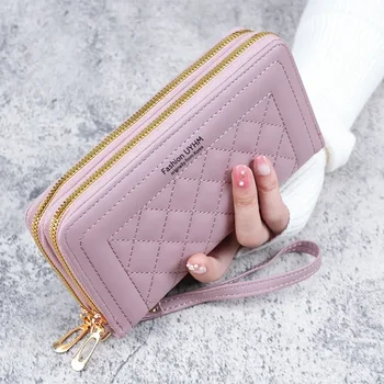 Wallet woman нов дълъг дамски корейската версия на ежедневни чанти за мобилен телефон, двойно портфейл с цип голям капацитет