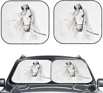 Белият кон Животно сенника на предното стъкло на автомобила Автоматично сгъване на 2 елемента слънчеви очила на прозореца за повечето стъкла козирка 3 размера