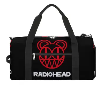 Бяла спортна чанта Radiohead, вдъхновена от рок-група, Пътни Спортни спортни чанти, Мъжки Дамски изработени по поръчка ретро чанта за фитнес, Водоустойчива чанта