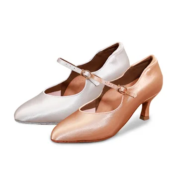 Висококачествени дамски модерни танцови обувки Стандартни маратонки Танцова сатен обувки за тренировки подметка Женски бални танци, Танго Валс