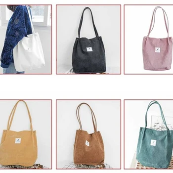 Дамски Вельветовая пазарска чанта, дамска чанта за през рамото от холщовой тъкан, опазването на Околната среда чанта за съхранение, за Многократна употреба Сгъваеми Еко чанти за хранителни стоки