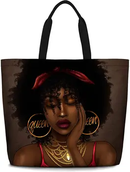 Дамски чанти-тоут, афроамериканская женствена чанта през рамо, афро-черна чанта за момичета, вълшебни чанти-чанти за пазаруване, работа, хранителни стоки, фитнес зала