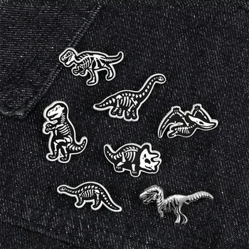 Древните сребърни динозаврите, Эмалевые игли, Брошки с животни по поръчка, Готическия значка на ревера, чанта с анимационни динозавром, бижута подарък за деца и приятели