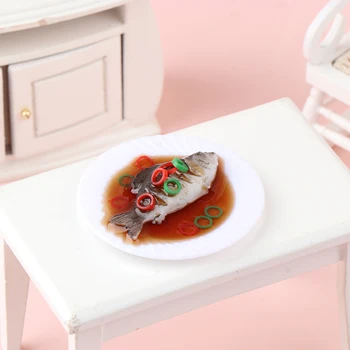 Куклена Къща Декорация На Дома, Имитация На Кисело Риба Модел На Китайската Кухня Миниатюрна Кукла С Кухненски Интериор За Хранене Играчки За Ролеви Игри
