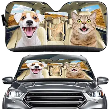 Куче, авто предното стъкло козирка от слънцето празник за кучета и котки на предното стъкло на сенника сгъваем забавен принт чадъри за автомобил SUV камион