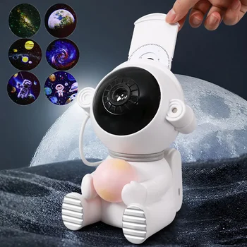 Лека нощ Xiaomi Astronaut Galaxy Star Projector Проектор Лунния свят USB Цветна лампа за детска спалня празничен подарък