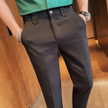 Летни обикновена ежедневни панталони 2023, мъжки панталони за ежедневните си бизнес панталони за официален костюм, офис панталони за комуникация с дължина до щиколоток, мъжки дрехи
