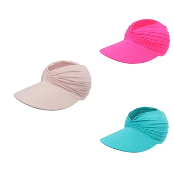 Лятна плажна шапка, Слънчеви шапка с голяма козирка за жени със защита от ултравиолетови лъчи, горната празна спортна бейзболна шапка