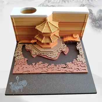Магически 3D Art Бележник Креативна Стикер Хартиена Картичка плавателни съдове 2024 година Настолен Календар Празничен Подарък Запомнящ се Подарък P1E3