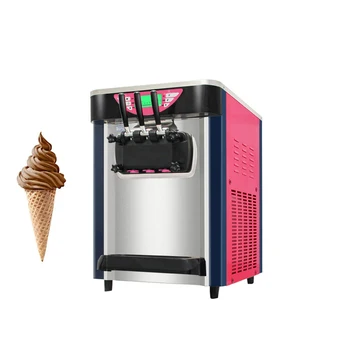 Малка настолна машина за приготвяне на сладолед от неръждаема стомана, клаксон за кисело мляко и пломбира с три глави