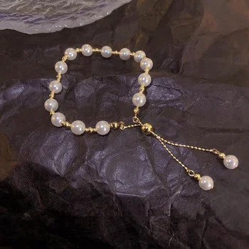 Модерен Елегантен перла гривни за жени, Регулируем маншет-окачване, гривна-верижка от мъниста, Подарък за годишнина от сватба, Бижута
