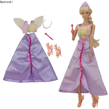 Модни тоалети за кукли Purple Fairys за Барби комплекта дрехи за рокли на кукли Барби, обувки, crown, магическа пръчка, аксесоари за кукли 1/6.