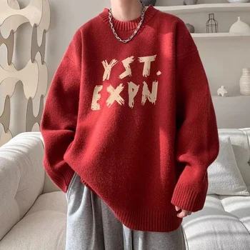 Мъжката есенно-зимния японски вязаный пуловер винтажного модна марка Rashly Shuai, Мързелив безгрижен младежки пуловер