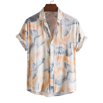 Мъжки дрехи 2022 Лятна нова мъжка риза с къси ръкави оставя ежедневието риза, хавайска риза с къси ръкави, мъжка риза