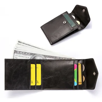 Мъжки портфейл от изкуствена кожа, мини-портфейл, притежателите на кредитни карти, лична карта, портмоне за монети, луксозна бизнес сгъваем портфейл