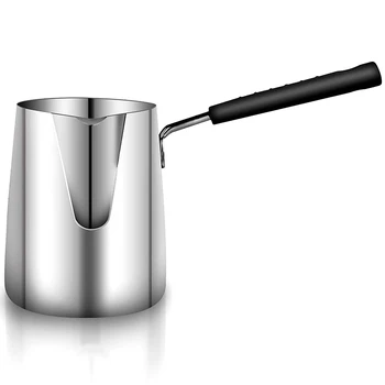 Нагревател на масло и кафе от неръждаема стомана, Турски кана за Кафе, Мини-Тенджера за Топене на масло и мляко с Чучур - (350 МЛ)