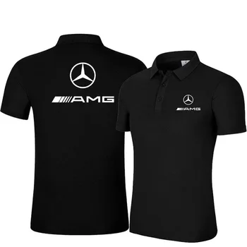 Нов Висококачествен Състезателен костюм Mercedess A-AMG за Мъже и Жени, Тениска, Бизнес Долна Риза, Однотонная Риза поло с ревери