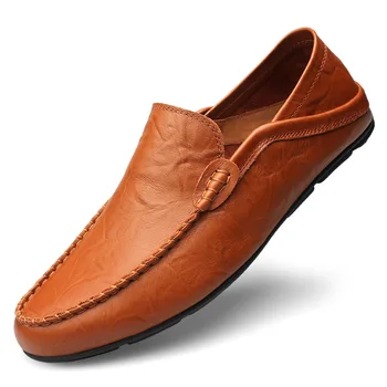 Нова Кожена Обувки, Мъжки Ежедневни Обувки, Мокасини Дишащи Обувки Мъжки Обувки За Шофиране Удобни лоферы На равна подметка Плюс Размер на 47 M848