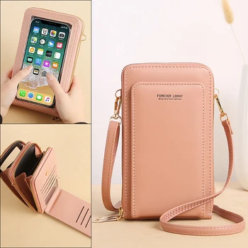 Нова чанта за телефон със сензорен екран, женска малка чанта през рамо, многослойни мрежи за багаж, чанта за карти, нула портфейл