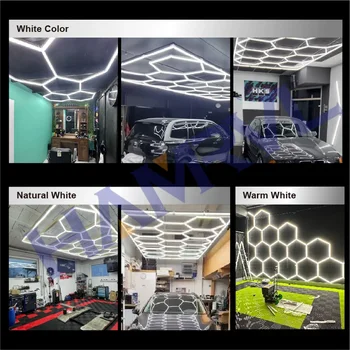 Осветление за гараж, шестостенни лампа за гараж, led тръба 110-240 v, Тавана лампа под формата на cot, Led работилница, топло / Натурален бял 3000k 4000k