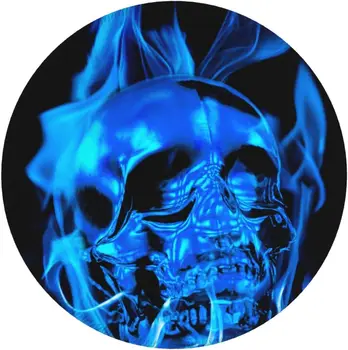 Подложка За Мишка Skull Blue Flame с Прошитым Ръба, Водоустойчив Нескользящая Гумена Основа за Офис Бюрото Преносим Компютър x 7,9 7,9 инча