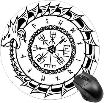 Подложка за мишка с символ на митологията на викингите, нескользящий гумена подложка за мишка, непромокаема подложка за мишка за офис преносим компютър 7,9 