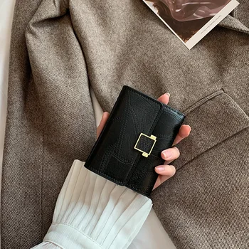 Портфейл Дамски къс реколта модерна чанта за карти с държач за карти, щипка за пари, индивидуално мини-портмонета за монети