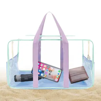 Прозрачната чанта за басейна Водоустойчива плажна чанта с голям капацитет на цип чанта за съхранение на бутилки с вода Риболовна прозрачна плажна чанта