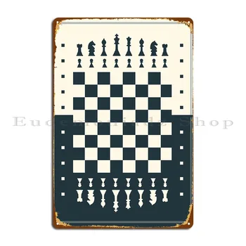 Съвременната шахматна дъска Метална табела Iron плакат със забавен дизайн за хол, пещера, калай означения