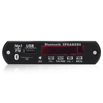 Такса MP3 декодер Bluetooth 5.0 DC 5V 12V Автомобилен FM радиомодуль Подкрепа TF USB AUX за мобилен телефон