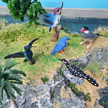 Тематично бижу Манекен, Модел играчки Реалистична фигурка на птица Набор от Roadrunner Колибри Робин Обучение летяща модел за деца