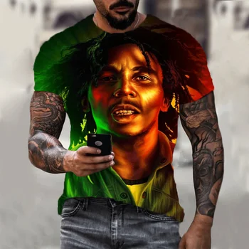 Тениска на Боб Марли, рапърът One Love, тениски с 3D принтом, Мъжки Дамски модни тениска Оверсайз, детска тениска в стил хип-хоп, мъжки t-shirt, Без